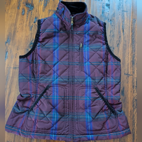 Ralph Lauren Quilted Cord Collar Equestrian Style Plaid Vest Women's Medium - Picture 2 of 15